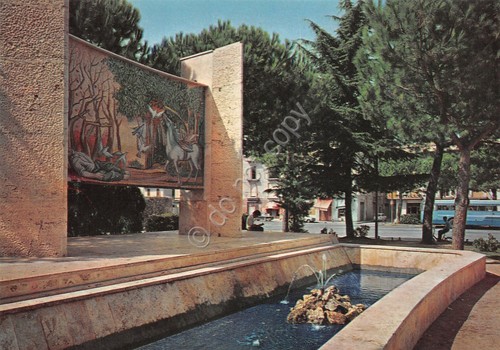 Cartolina Fondi Villa De Gasperi Monumento ai Caduti anni '80