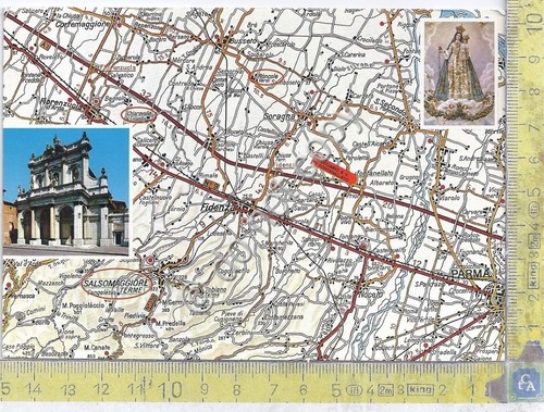 Cartolina Fontanellato - con mappa - anni '70 (Parma)