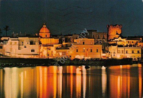 Cartolina Forio d' Ischia panorama dal mare Notturno 1983 (Napoli)