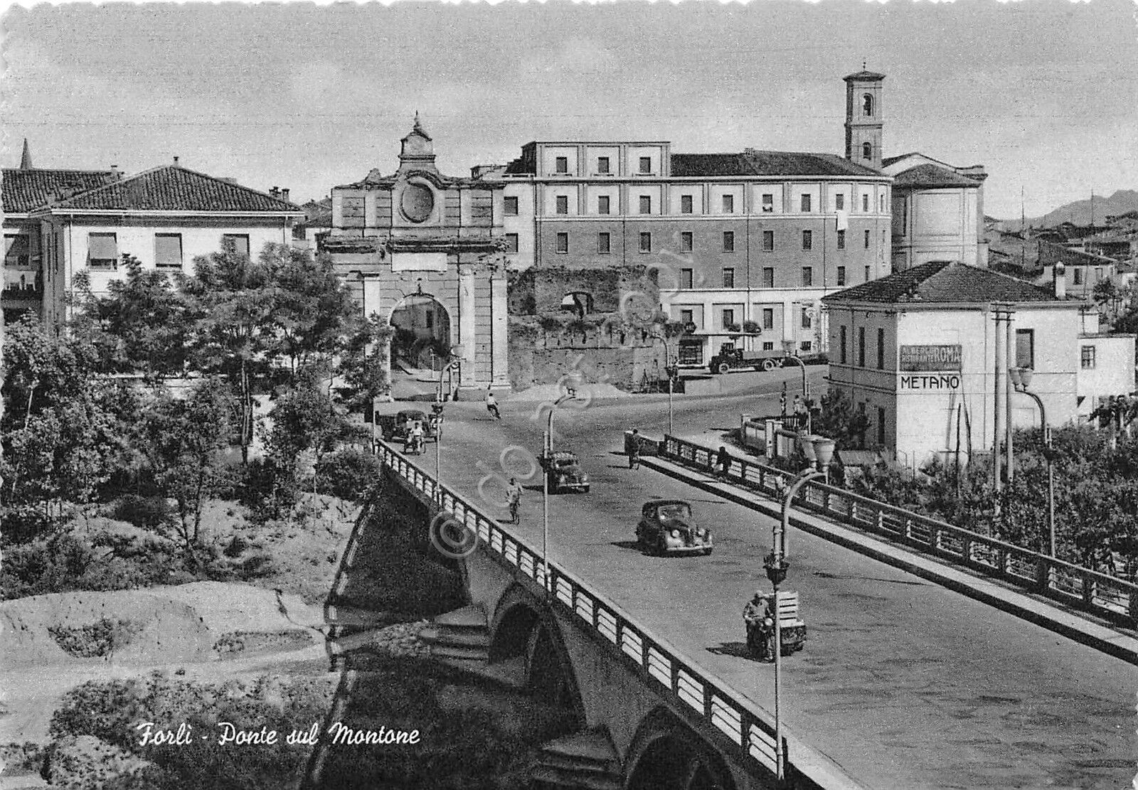 Cartolina Forlì - Ponte sul Montone - auto d'epoca - …