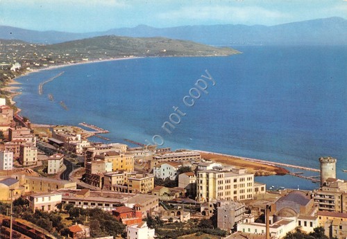 Cartolina Formia panorama parziale ferrovia spiagge case torre anni '80