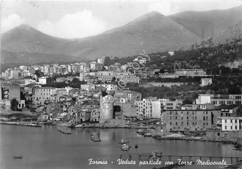 Cartolina Formia Panorama Parziale Torre Medioevale 1956