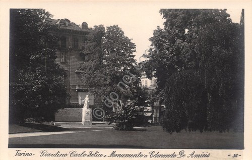 Cartolina fotografica Torino Giardino C. Felice Monumento De Am Ed.L. …