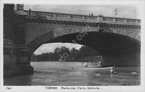 Cartolina fotografica Torino Ponte Umberto Particolari Ed. Diena animata