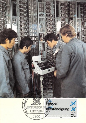 Cartolina Frieden Verstandigung Koreanische Stipendiaten timbro filatelico 1984