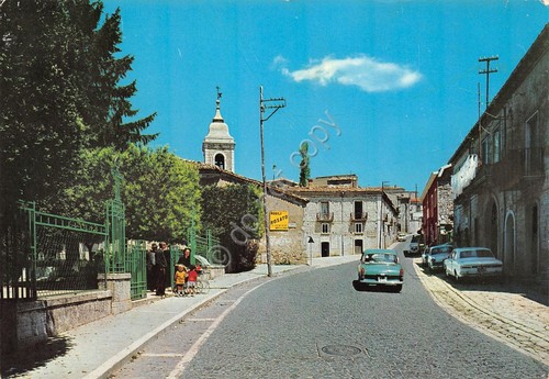 Cartolina Frigento Via San Marciano Mobili Marciano auto animata 1972