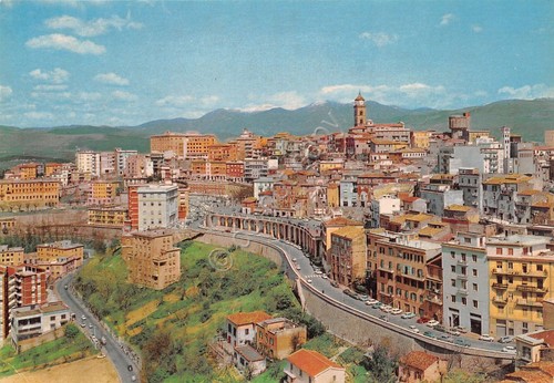 Cartolina Frosinone panorama città con strade case anni '70