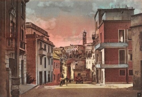 Cartolina Frosinone Via Minghetti colorata