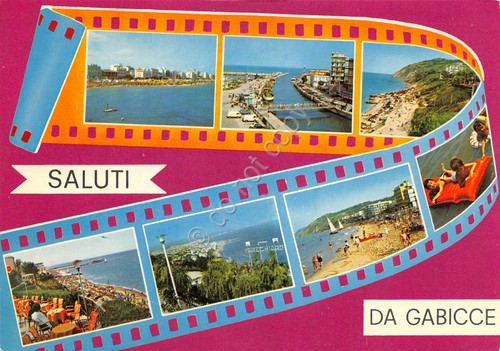Cartolina Gabicce 7 vedute tipo pellicola fotografica (Pesaro)