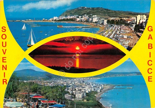 Cartolina Gabicce vedute 1982 bordo giallo (Pesaro)
