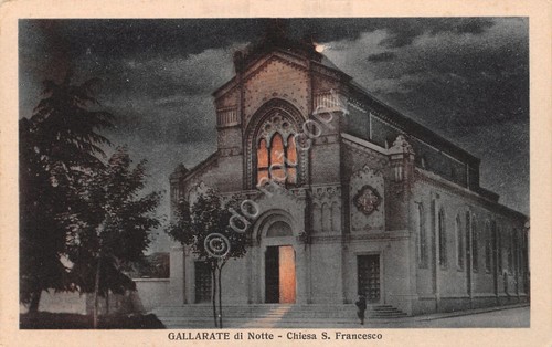 Cartolina Gallarate Chiesa di S. Francesco notturno
