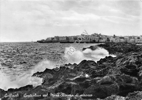 Cartolina Gallipoli Panorama dal mare 1957