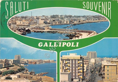Cartolina Gallipoli saluti da vedutine (Altre tematiche)