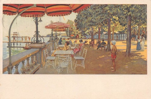 Cartolina Gardone Riviera Savoy Palace Hotel Lido illustrata 1959