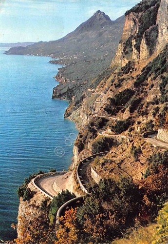 Cartolina Gargnano Strada panoramica dei Dossi 1958