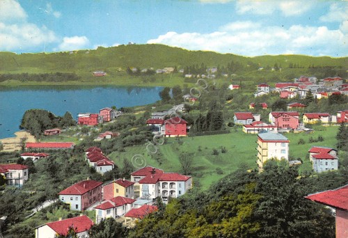 Cartolina Gavirate case lago colorata 1970