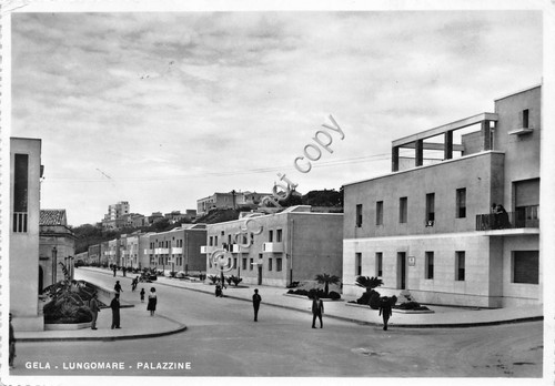 Cartolina Gela Lungomare Palazzine 1956