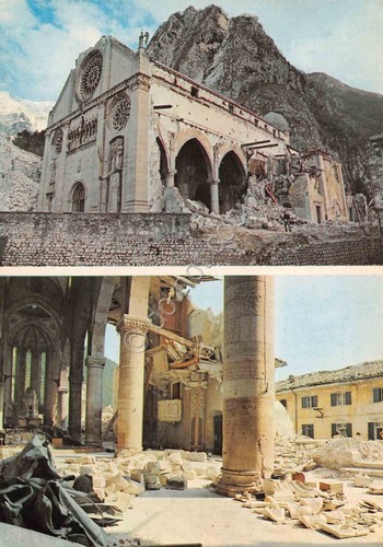 Cartolina Gemona del Friuli 2 vedute dopo terremoto