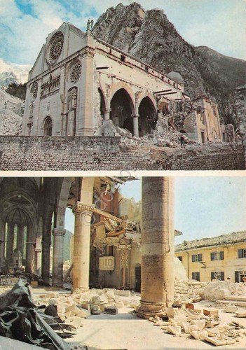 Cartolina Gemona del Friuli due vedute rovine