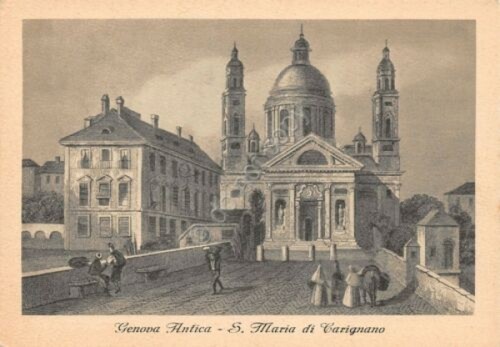 Cartolina Genova antica Santa Maria di Carignano illustrata