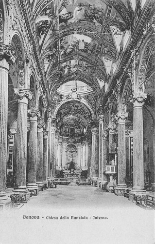 Cartolina Genova Chiesa della Nunziata Interno