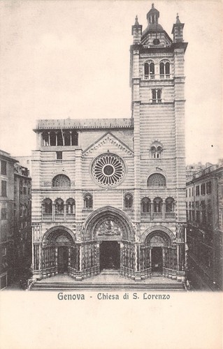 Cartolina Genova Chiesa di San Lorenzo facciata