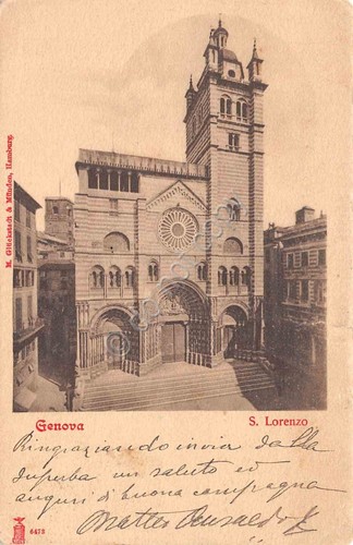 Cartolina Genova Chiesa San Lorenzo 1903