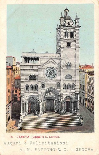 Cartolina Genova Chiesa San Lorenzo Pattono &C 1904