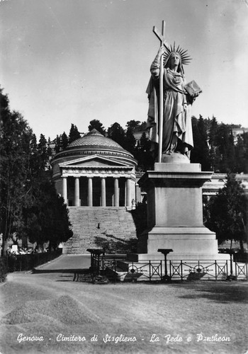 Cartolina Genova Cimitero di Staglieno La Fede e il Pantheon …