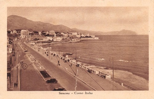 Cartolina Genova Corso Italia