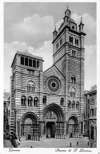 Cartolina Genova Duomo San Lorenzo animata Ed. Carli