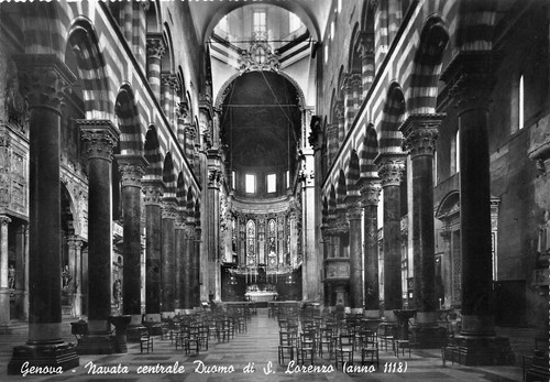 Cartolina Genova Duomo San Lorenzo Navata Centrale