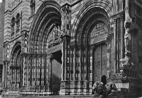 Cartolina Genova il Duomo Motivi Architettonici 1954