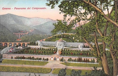 Cartolina Genova Illustrata Panorama del Camposanto