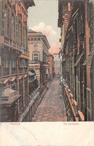 Cartolina Genova Illustrata Via Garibaldi