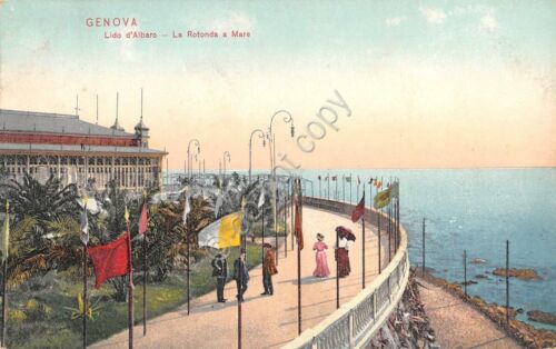 Cartolina Genova Lido di Albaro La Rotonda illustrata