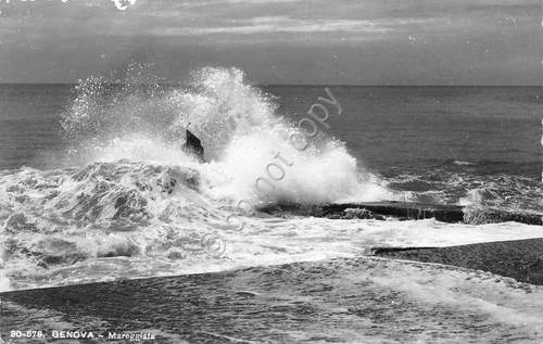 Cartolina Genova mareggiata Timbro Reddito anni '50 Ed Brunner