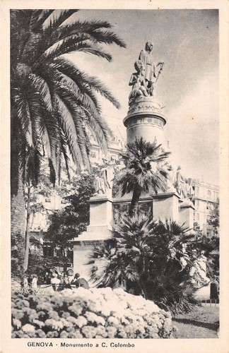 Cartolina Genova Monumento a Colombo animata anni '30