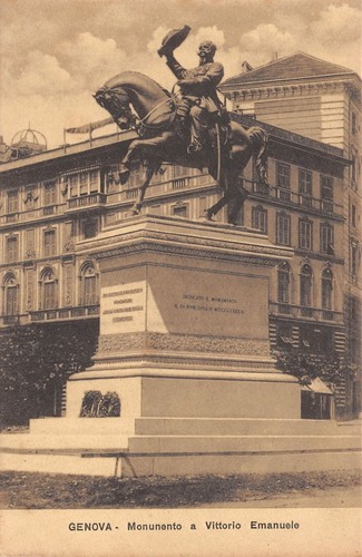 Cartolina Genova Monumento a Vittorio Emanuele