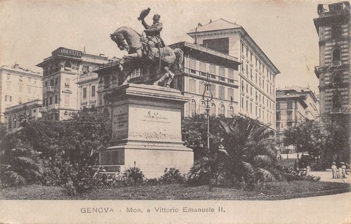 Cartolina Genova Monumento a Vittorio Emanuele II 1919