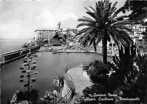 Cartolina Genova Nervi Collegio Emiliani Porticciolo 1957