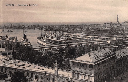 Cartolina Genova Panorama dal Porto