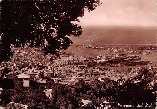 Cartolina Genova panorama dal Righi 1948 timbro Finale Ligure segnata