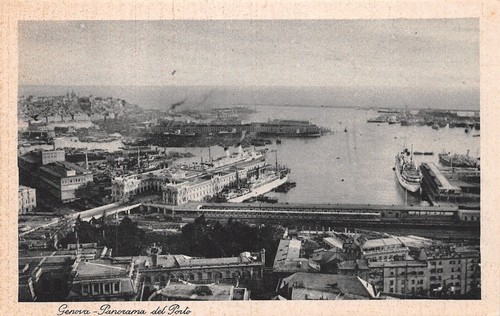 Cartolina Genova Panorama Porto Navi