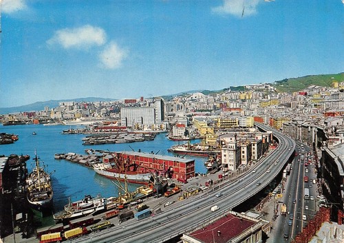 Cartolina Genova Panorama sopraelevata 1972