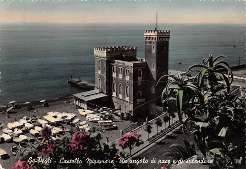 Cartolina Genova Pegli Castello Miramare 1955