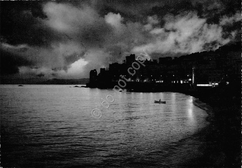 Cartolina Genova Pegli notturno con barca 1964