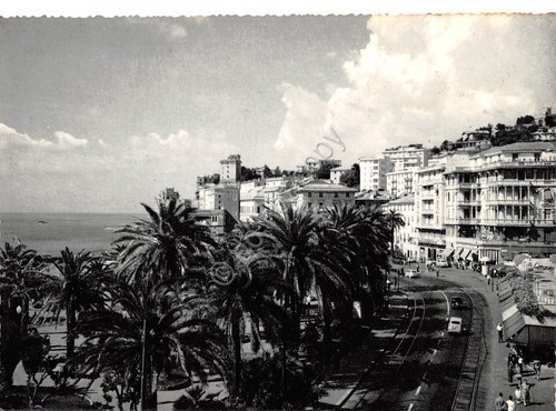 Cartolina Genova Pegli Palme mare alberghi anni '50