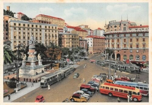 Cartolina Genova Piazza Acquaverde Illustrata