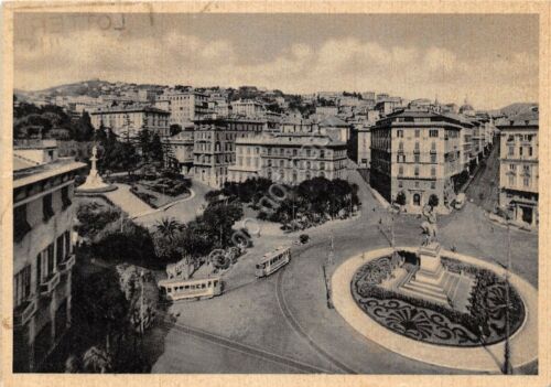 Cartolina Genova Piazza Corvetto Tram 1939